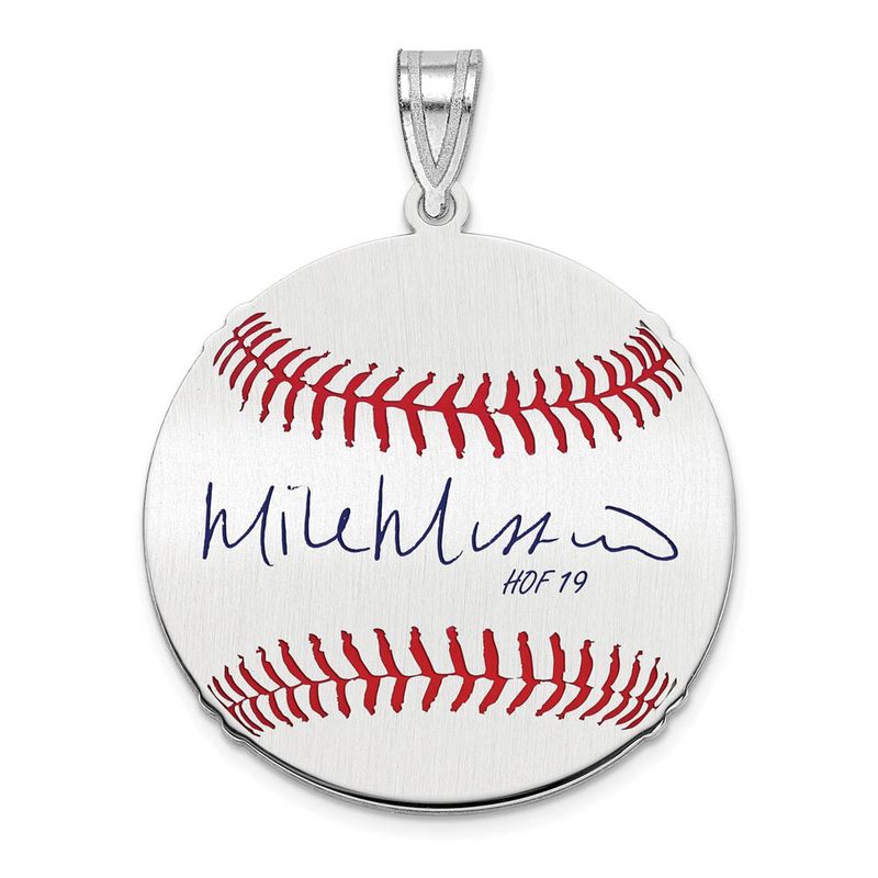 Sterling Silver Mike Mussina Signature Md Enamel Baseball Pendant